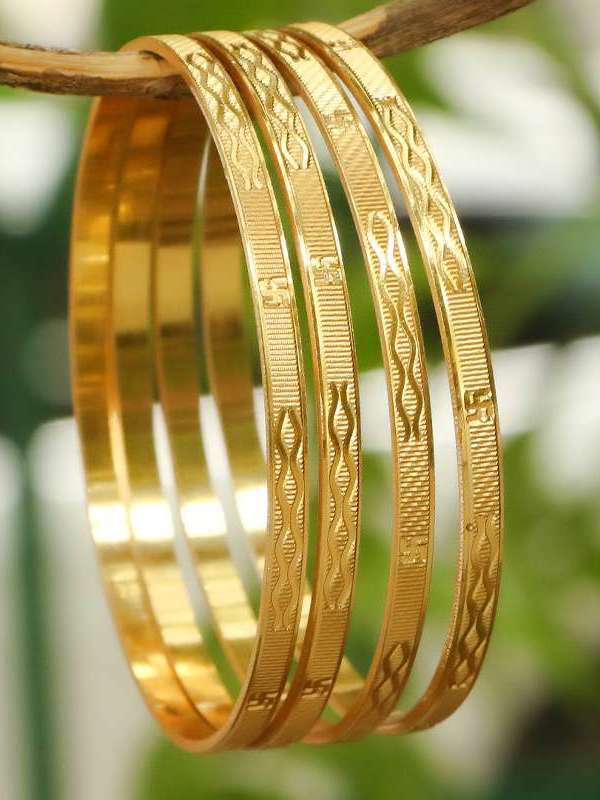 Gold Plated Unique Work Bangles