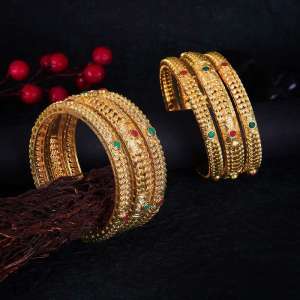 Gold Plated Stone Bangles