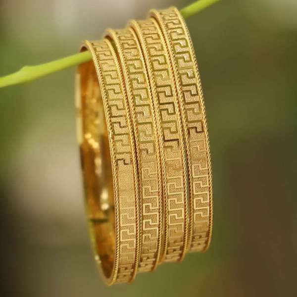 Gold Plated Unique Work Bangles