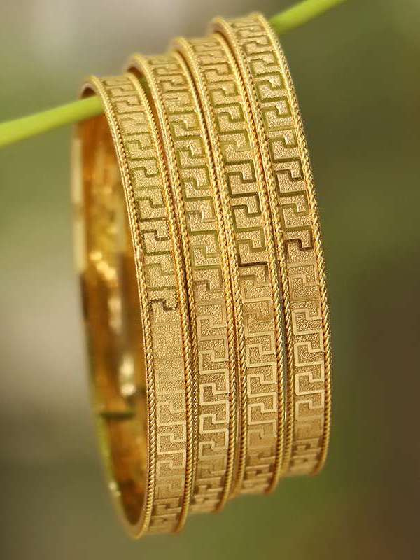 Gold Plated Unique Work Bangles