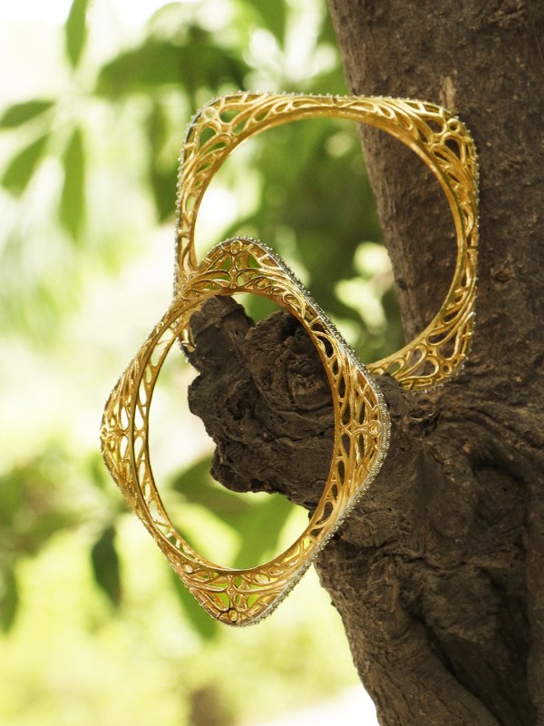 Gold Plated Square Bangle