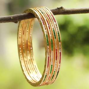 Gold Plated Multi Stone Bangles