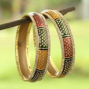 Gold Plated Enamelled stone Bangle