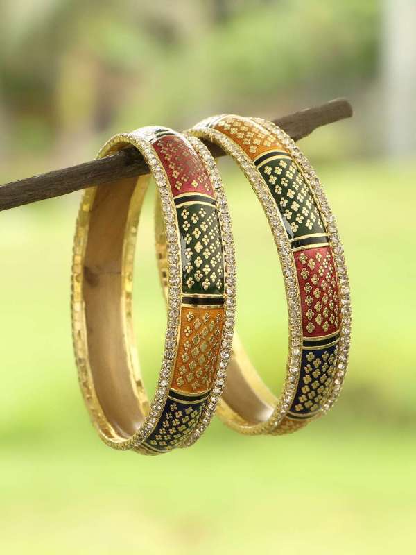Gold Plated Enamelled stone Bangle