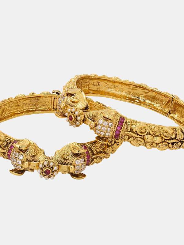 Gold Plated Elephant Design Bangles