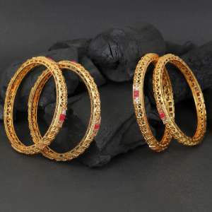24k Gold Plated Embellished Bangles