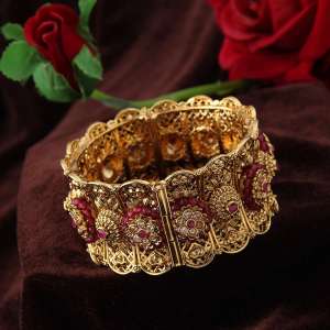 24k Gold Plated Stone Kada