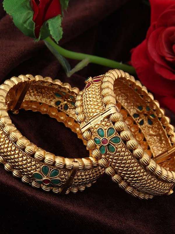 Gold Plated Stone Designer Bangles