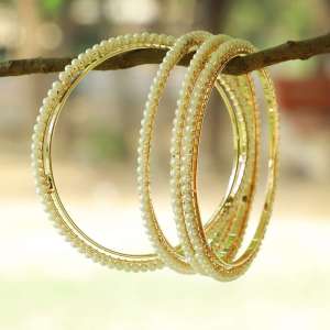 24CT Gold Plated Pearl Bangles