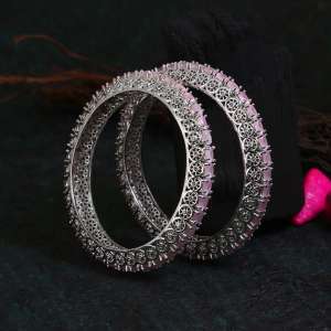 24CT Rose Gold Plated Stone Bangle