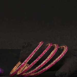 Gold Plated Pink Stone Bangles