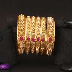 Set of 6 Gold Plated Stone Bangles