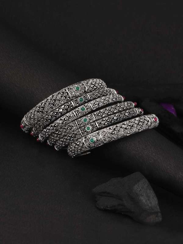 Silver Plated Stone Bangles