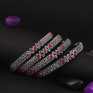 Silver Plated Stone Bangle