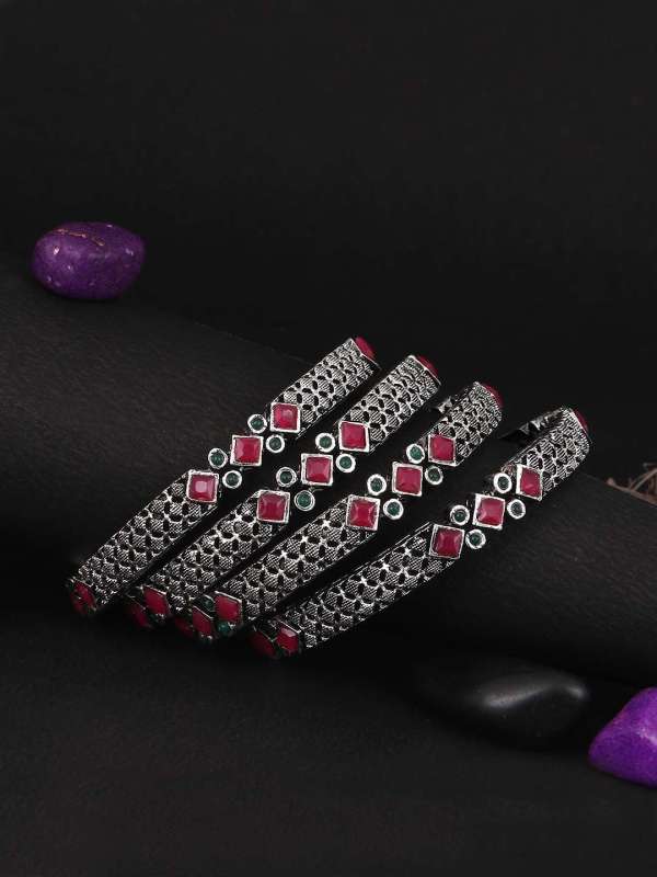Silver Plated Stone Bangle