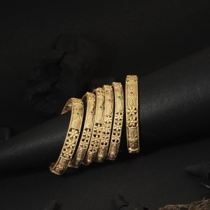 Set of 6 Gold Plated Stone Bangles
