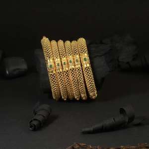 Set of 6 Gold Plated Stone Bangles