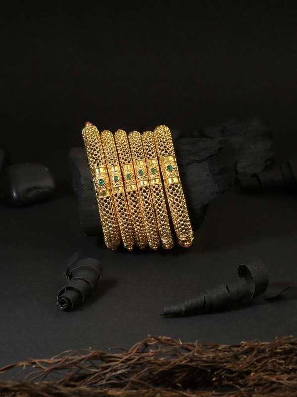 Set of 6 Gold Plated Stone Bangles