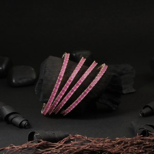 Gold Plated Pink Stone Bangles