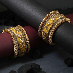 Yellow Velvet Silk Thread Chuda