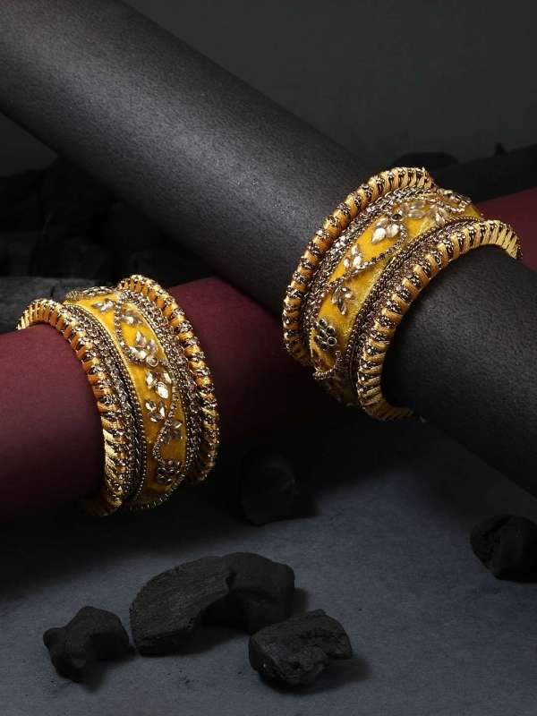 Yellow Velvet Silk Thread Chuda