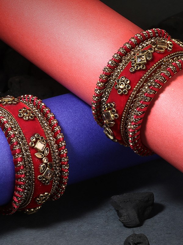Red Velvet Silk Thread Chuda