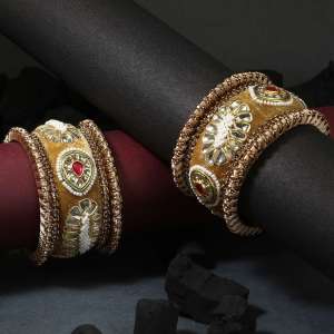 Mustard Velvet Silk Thread Chuda