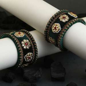 Green Kundan Silk Thread Chuda