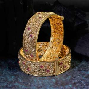 Gold Plated Stone Temple Bangles