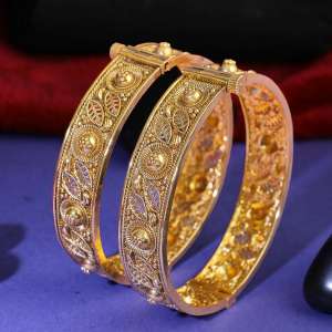 Gold Plated Leaf Temple Bangles
