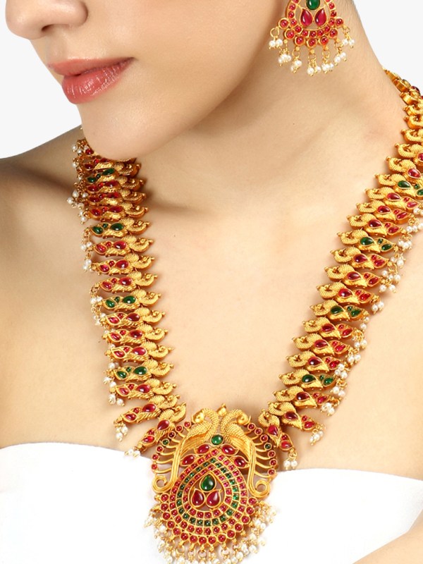 Gold Plated Stone Jewellery Set