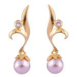 Gold Plated Pearl and Stone Earrings