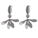 Silver Toned Flower Drop Earrings