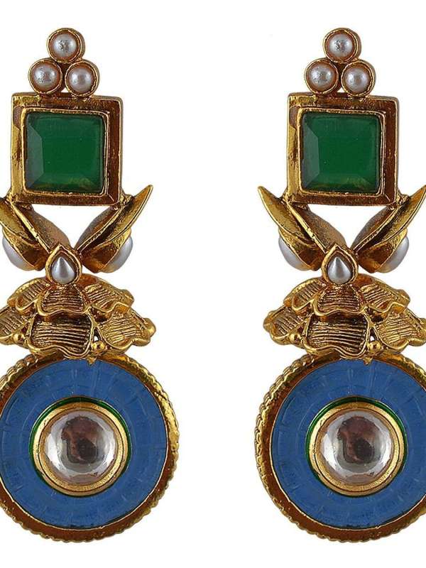 Gold Plated stone Enameld earring