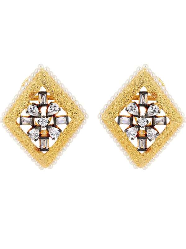 Gold Plated Rectangle Earring