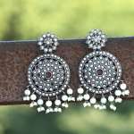 Oxidised Silver Circuler Earrings