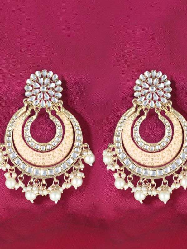 Gold Plated Stone Pearl Earrings