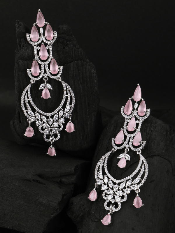 Rhodium Plated CZ Stone Earrings