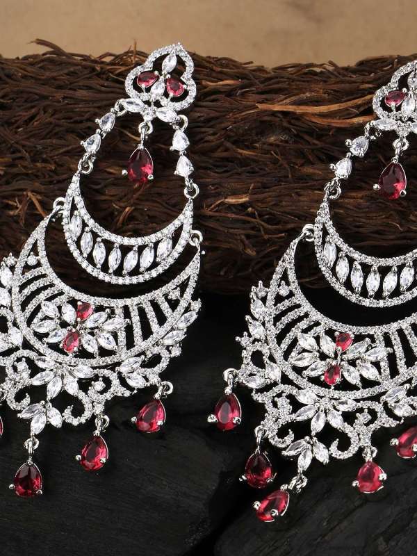 Rhodium Plated CZ Stone Earring