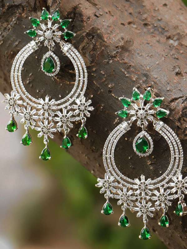 Rhodium Plated CZ Stone Earring