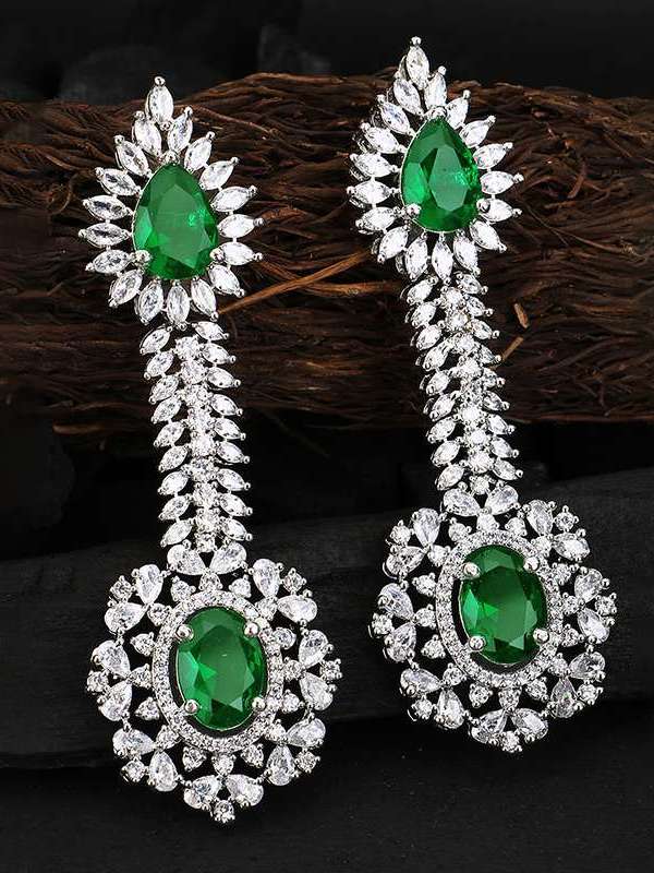 Rhodium Plated CZ Stone Earring