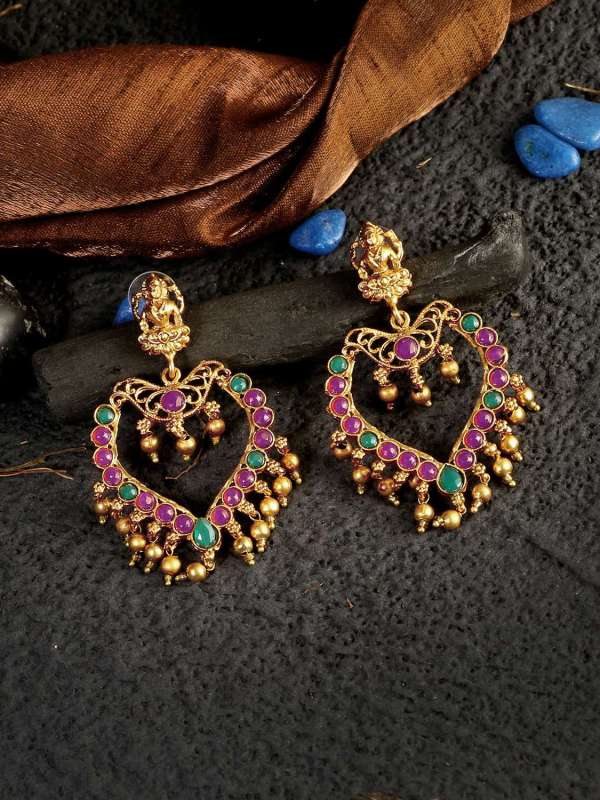 Gold Plated Laxmi Stone Earrings