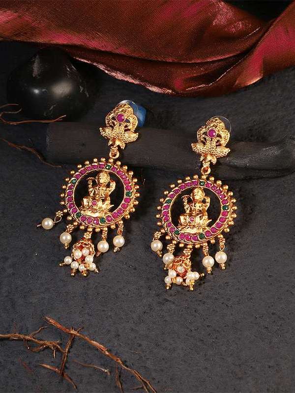 Gold Plated Laxmi Earrings