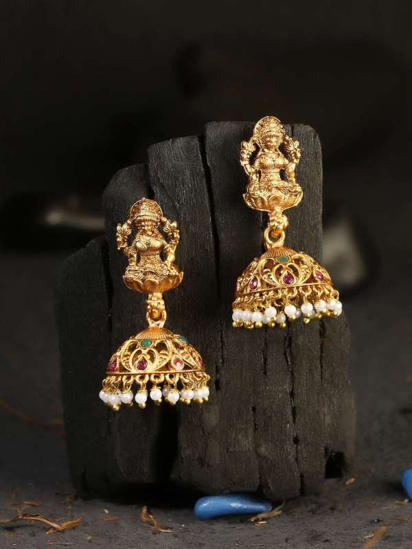 24CT Gold Plated Stone Pearl Jhumka
