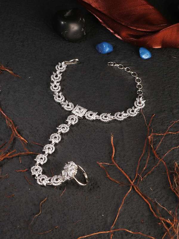 Rhodium-Plated Ring Bracelet
