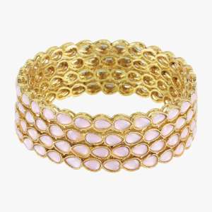 Gold Plated Pink Stone Bangles