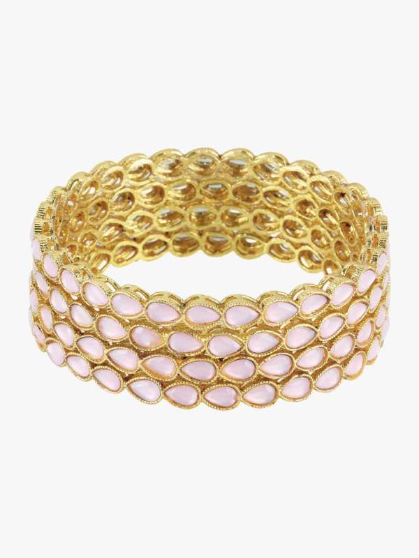 Gold Plated Pink Stone Bangles