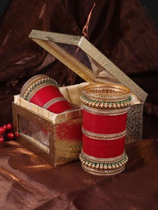 Set Of 33 Red Bridal Stone Chuda