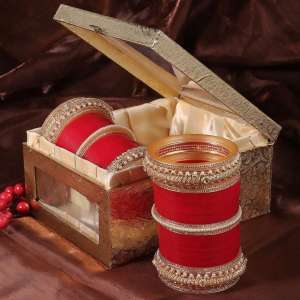 Set Of 33 Red Bridal Stone Chuda