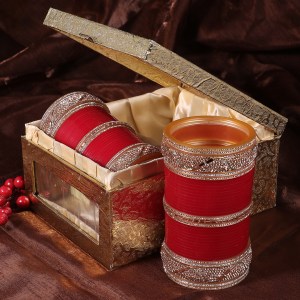 Set Of 33 Red Bridal Stone Chuda